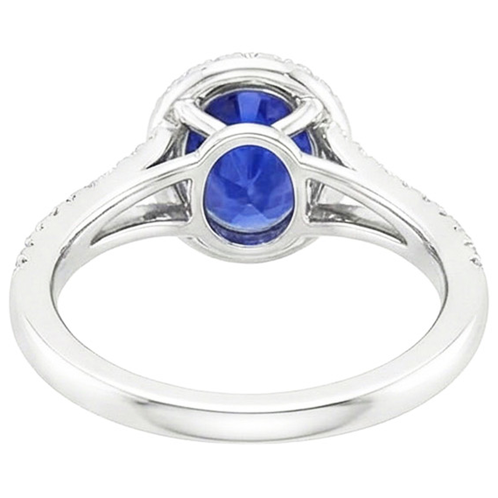 naturel oval saphir 4carats bague vue de dessus