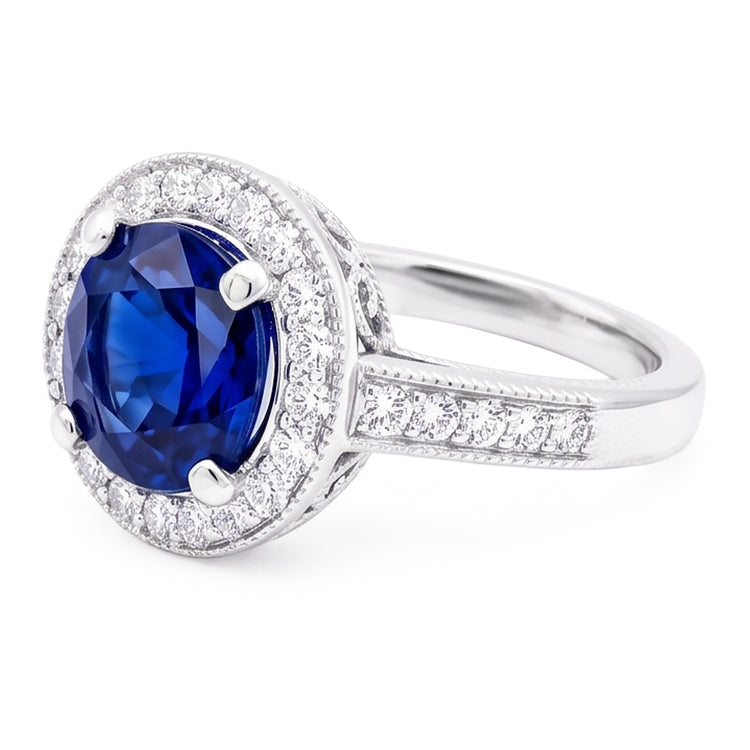 Bague Halo Ovale En Pierre De Saphir