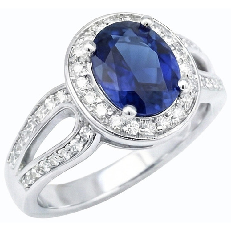naturel oval saphir 4carats bague angle de côté