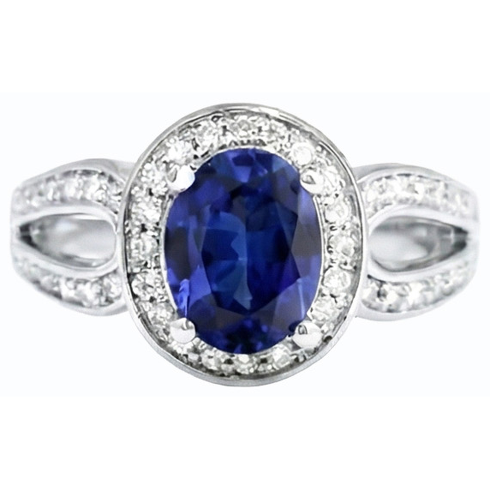 naturel oval saphir 4carats bague vue de profil