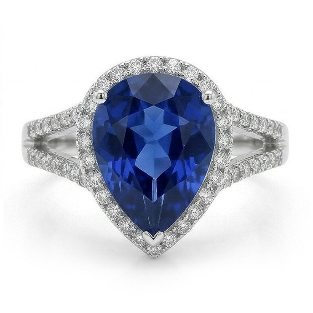 naturel pear diamant 3.50carats bague angle de côté
