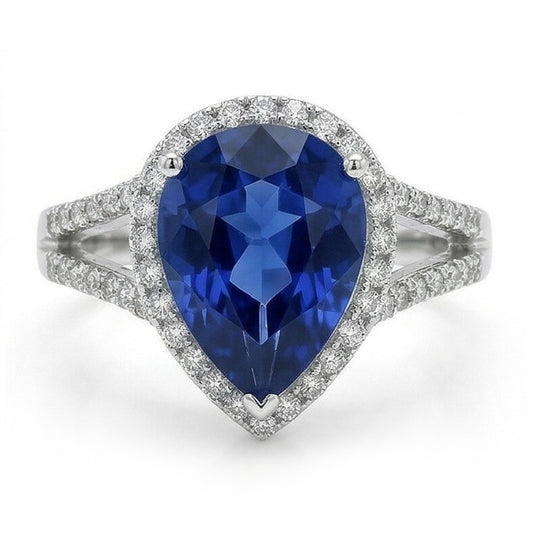 naturel pear diamant 3.50carats bague angle de côté