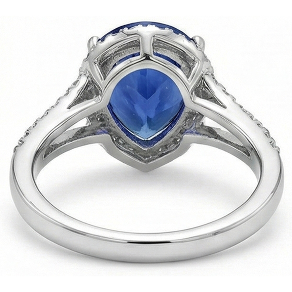 naturel pear diamant 3.50carats bague sur blanc