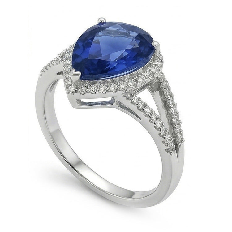naturel pear diamant 3.50carats bague détail rapproché