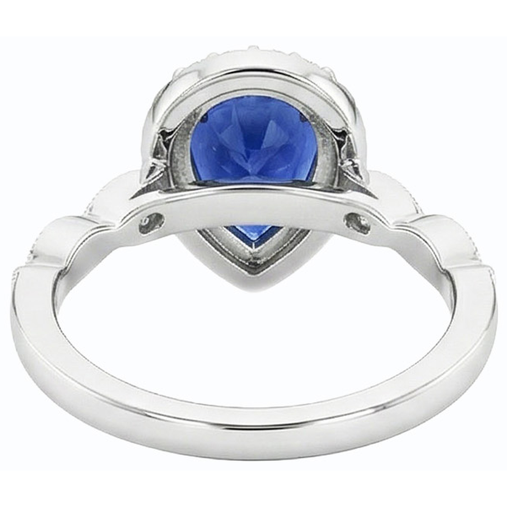 naturel pear diamant 5carats bague détail rapproché