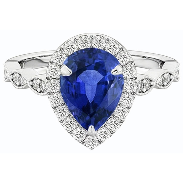 naturel pear diamant 5carats bague vue de dessus