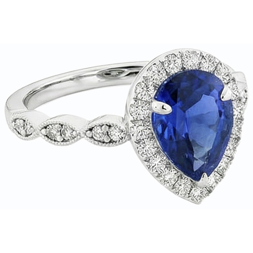 naturel pear diamant 5carats bague vue de profil