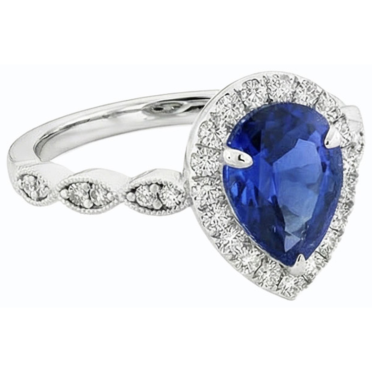 naturel pear diamant 5carats bague vue de profil