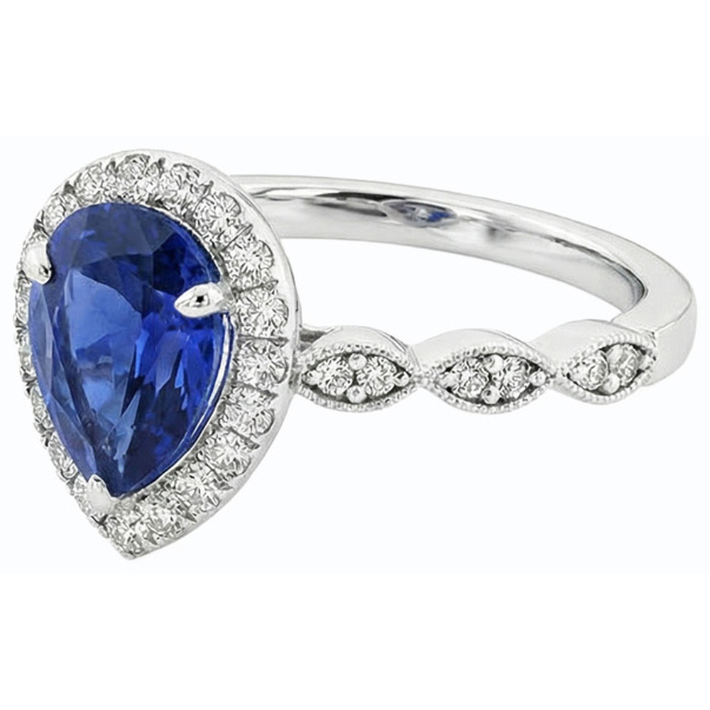 naturel pear diamant 5carats bague sur blanc