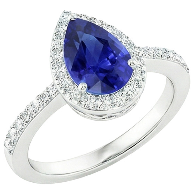 naturel pear diamant 4.50carats bague angle de côté