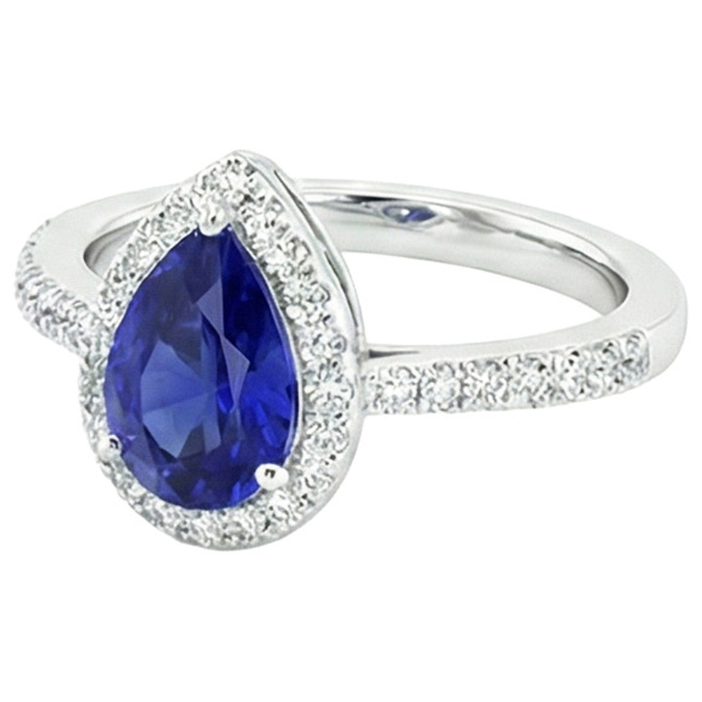 naturel pear diamant 4.50carats bague vue de profil