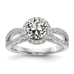 Bague Halo Pour Dames Ronde Véritable Diamant Taille Ancienne Tige Fendue 3.50 Carats