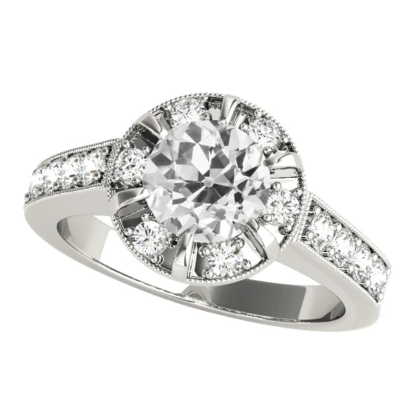 Bague Halo Pour Femme Ronde Réel Diamants Taille Ancienne Mine Serti 4 Carats