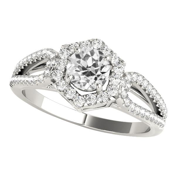 Bague Halo Pour Femme Véritable Diamants Ronds Taille Ancienne 4.75 Carats Tige Fendue