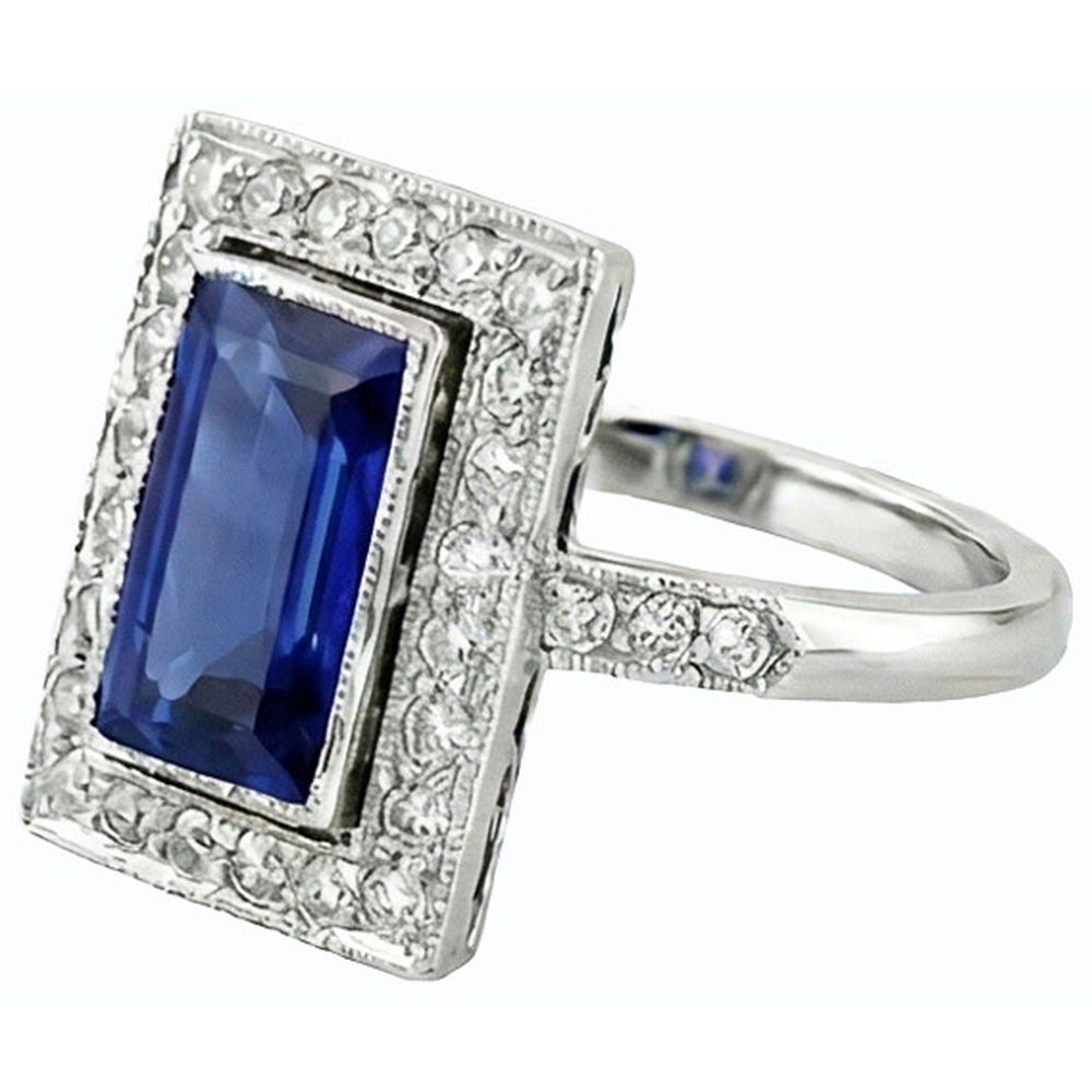 naturel round saphir 4carats bague vue de face
