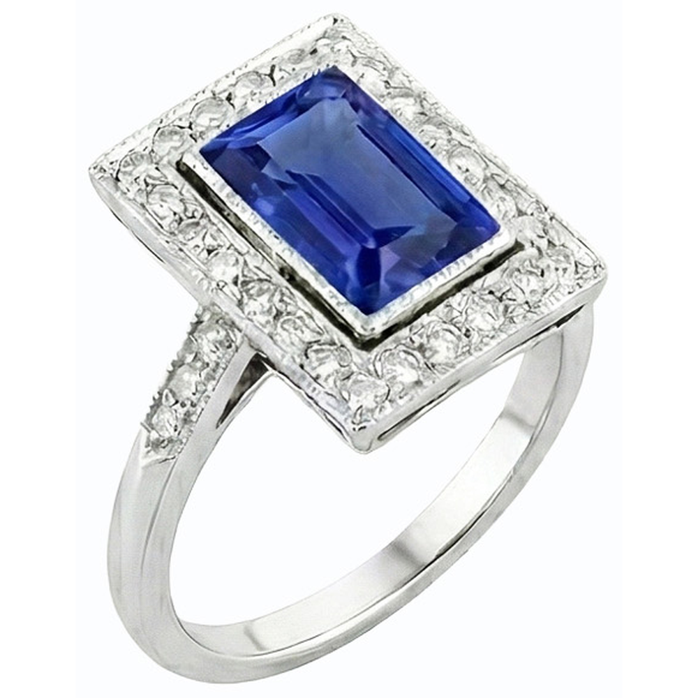 naturel round saphir 4carats bague angle de côté