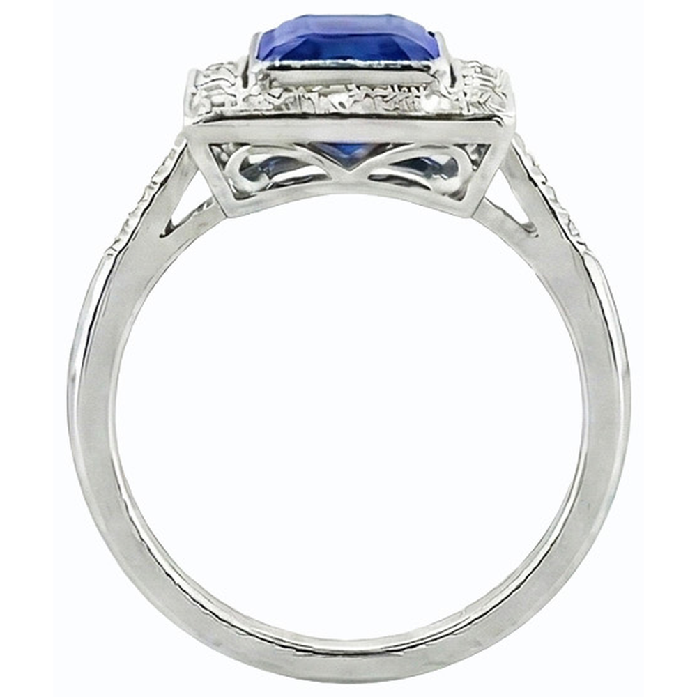 naturel round saphir 4carats bague vue de dessus