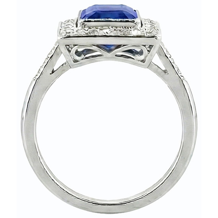 naturel round saphir 4carats bague vue de dessus