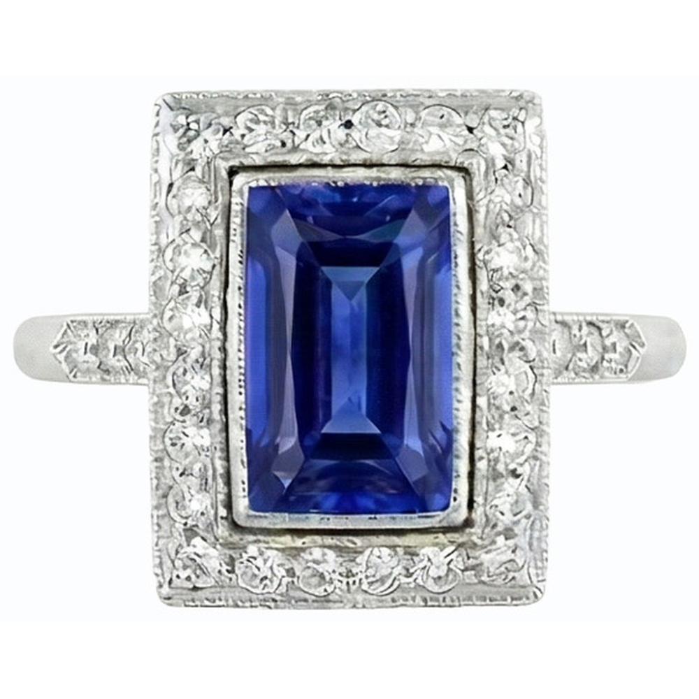 naturel round saphir 4carats bague vue de profil