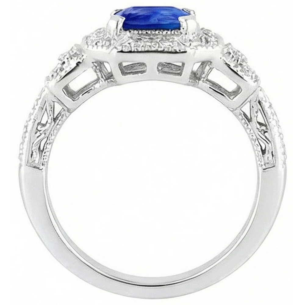 naturel round saphir 3carats bague vue de profil