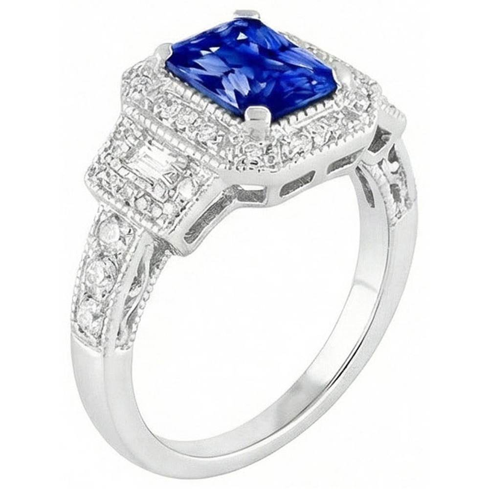 naturel round saphir 3carats bague détail rapproché