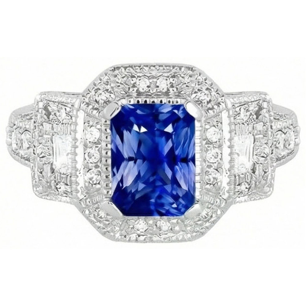 naturel round saphir 3carats bague vue de face
