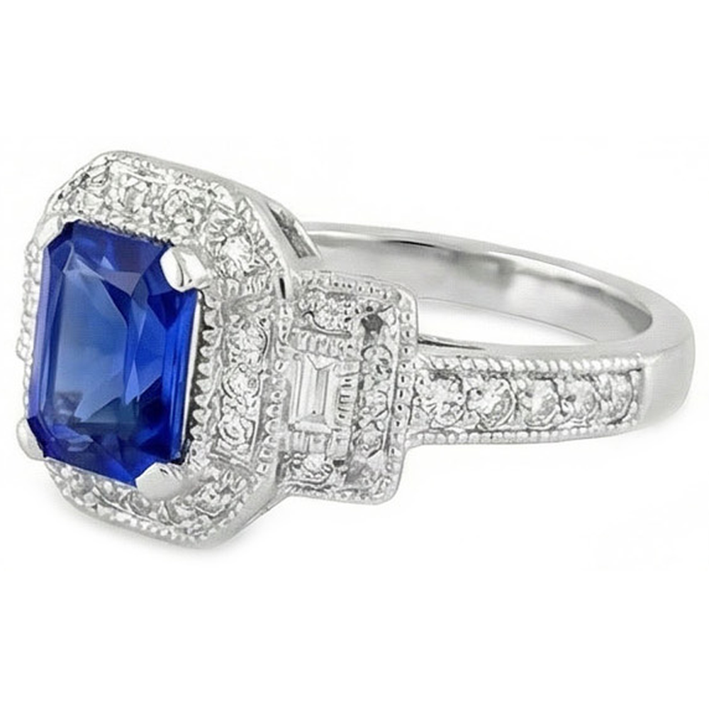 naturel round saphir 3carats bague angle de côté