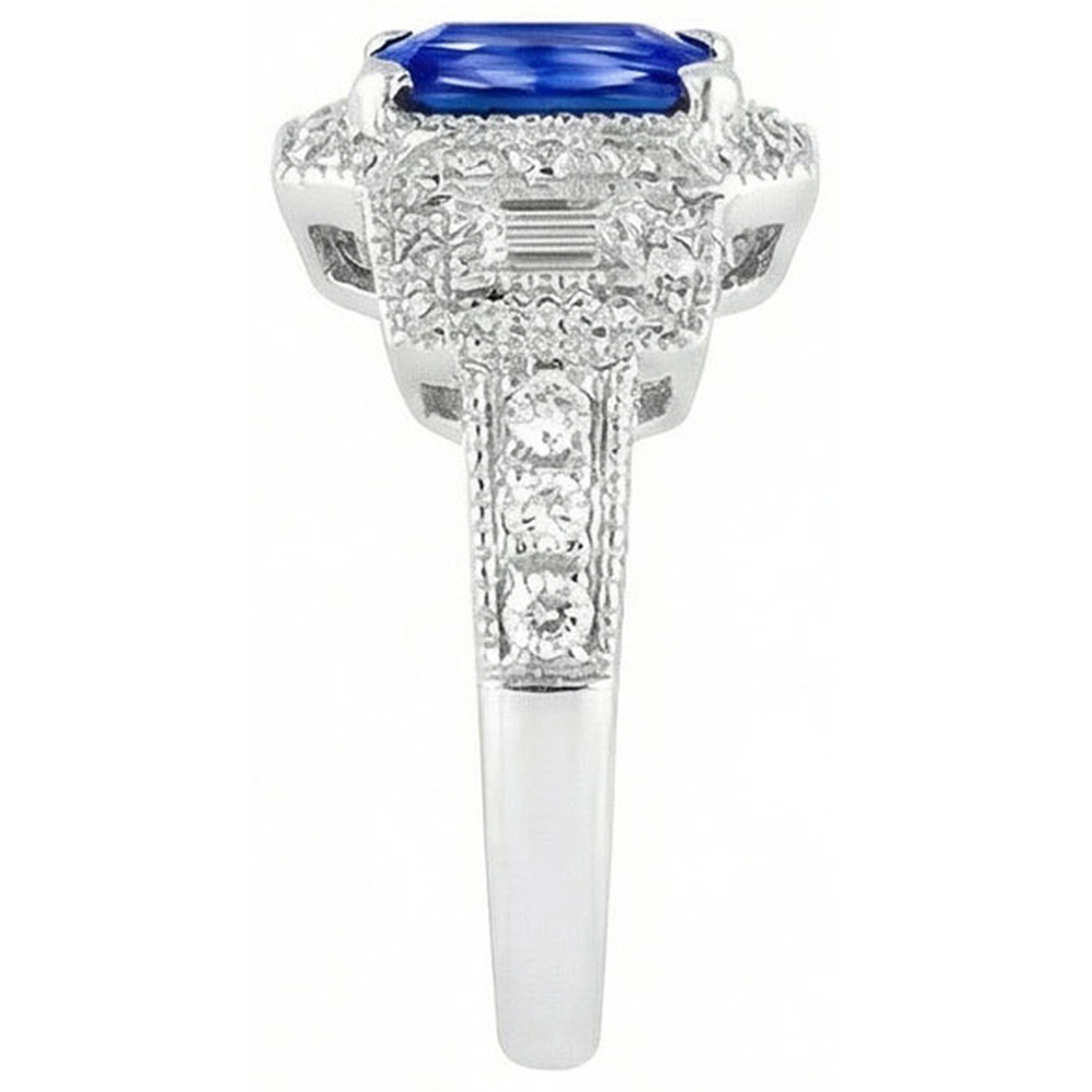 naturel round saphir 3carats bague vue de dessus