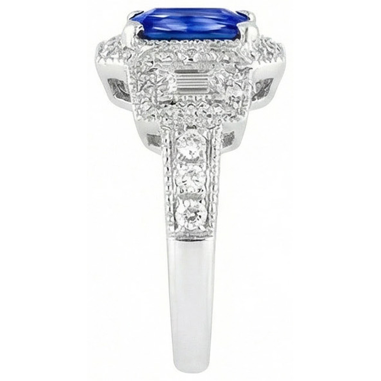 naturel round saphir 3carats bague vue de dessus