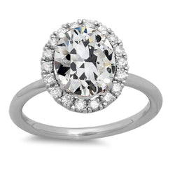 Bague Halo Réel Diamant Ovale Old Cut Or Blanc 14K 7.50 Carats