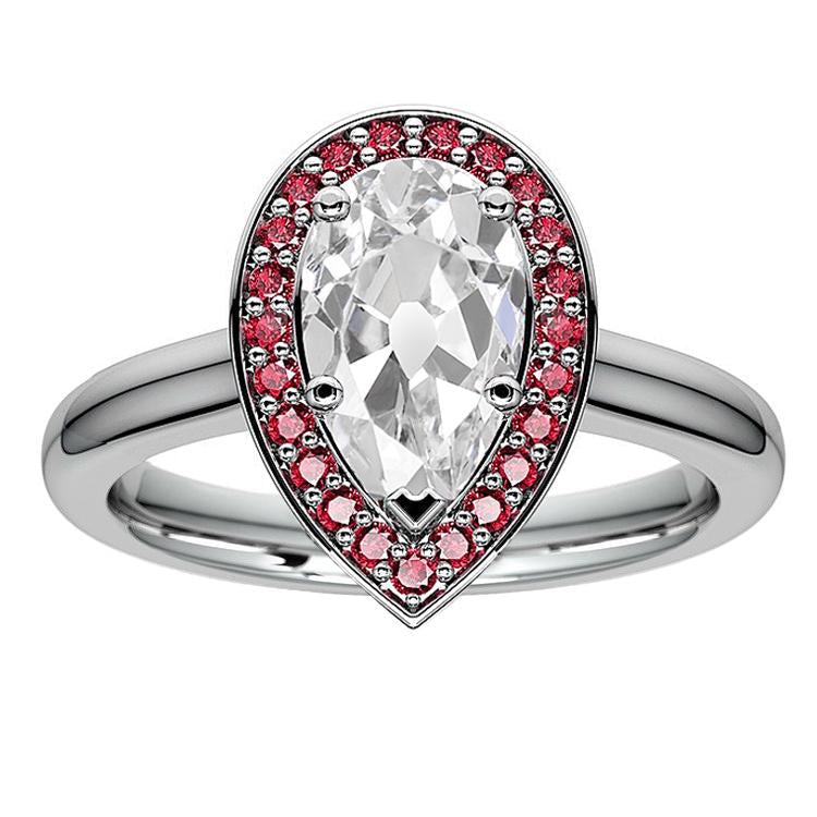 Bague Halo Réel Diamant Poire Taille Ancienne & Saphir Rose Rond 5.25 Carats