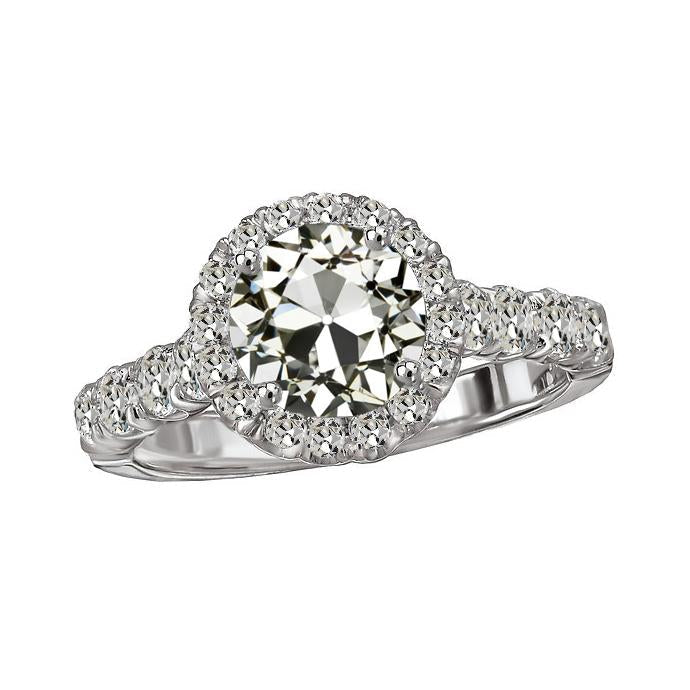 Bague Halo Réel Diamant Rond Vieux mineur 5.50 Carats