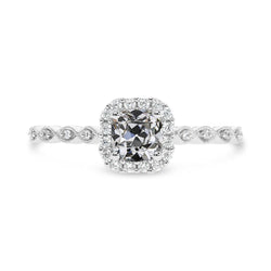Bague Halo Réel Diamant Taille Coussin ancienne mine 3.50 Carats Or 14K