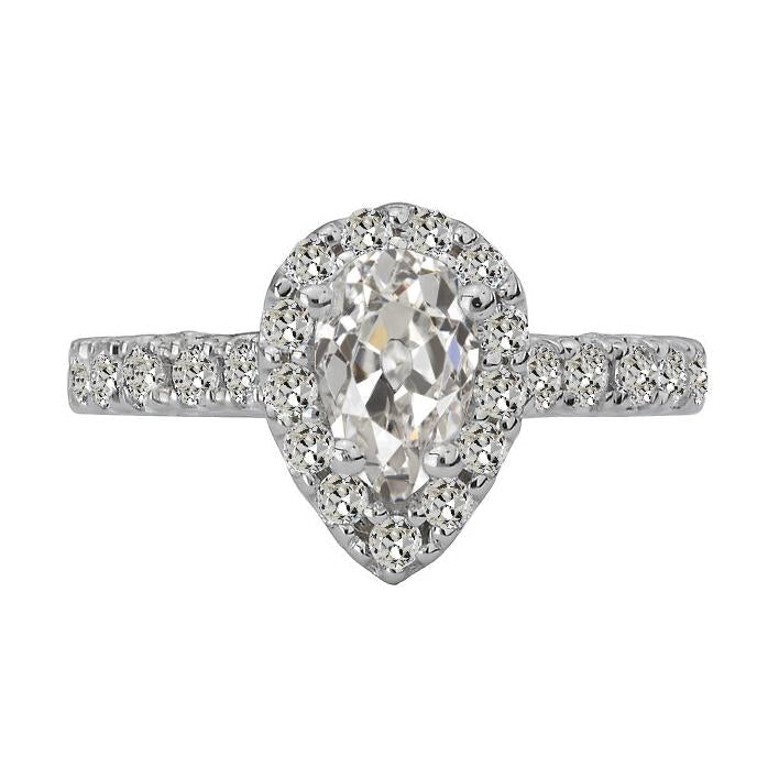 Bague Halo Réel Diamant Taille Poire ancienne mine Bijoux 6 Carats
