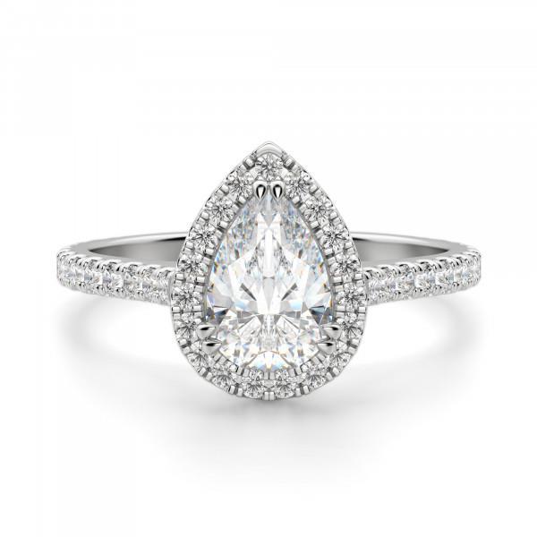 Bague Halo Réel Diamants 2.50 Carats Or Blanc 14K Nouveau