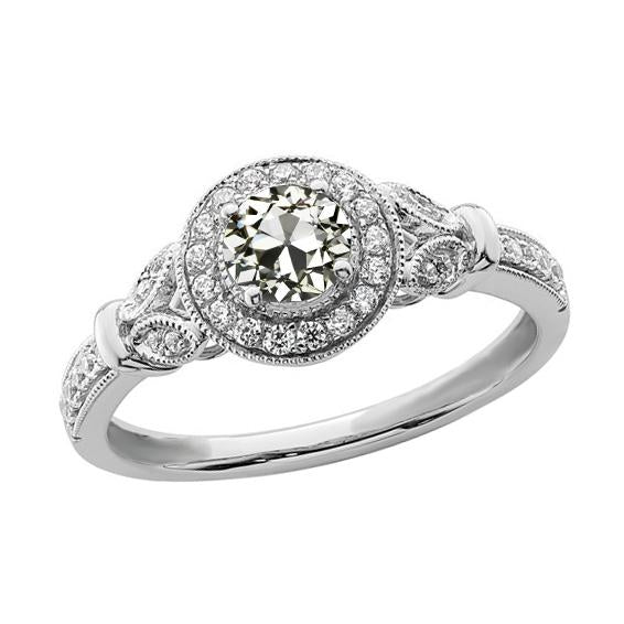 Bague Halo Rond Vieux Mineur Bague Véritable Diamant Tige Millgrain 2.50 Carats