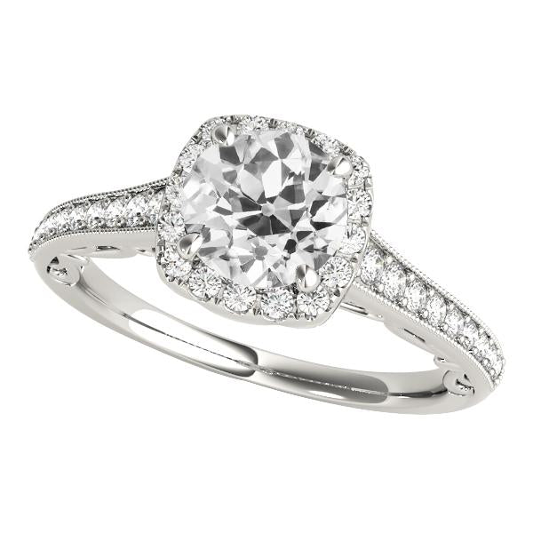 Bague Halo Rond Vieux Véritable Diamant Mineur Avec Accents Bijoux 4 Carats