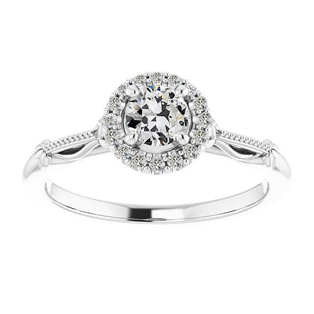 Bague Halo Rond ancienne mine Cut Véritable Diamond Style Vintage 2.50 Carats