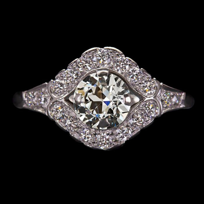 Bague Halo Ronde Ancienne Mine Cut Naturel Diamond Bijouterie Or Blanc 3.50 Carats