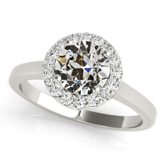Bague Halo Ronde Avec Véritable Diamants Taille Ancienne Mine 3.50 Carats En Or 14 Carats Bijoux Pour Femme