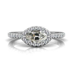 Bague Halo Ronde & Marquise Vieux mineur Réel Diamant 6 Griffes Sertie Or 4 Carats