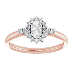 Bague Halo Ronde & Ovale Réel Diamants Taille Vieille Mine Style Étoile 3.90 Carats