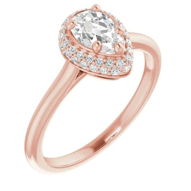 Bague Halo Ronde & Poire Vieux mineur Réel Diamant 4.70 Carats Bijoux Femme