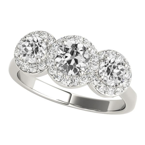 Bague Halo Ronde Réel Diamant Taille Vieille Mine 3 Style Pierre 6 Carats