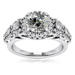 Bague Halo Ronde Vieux Mineur Réel Diamant 6.25 Carats Tige Milgrain