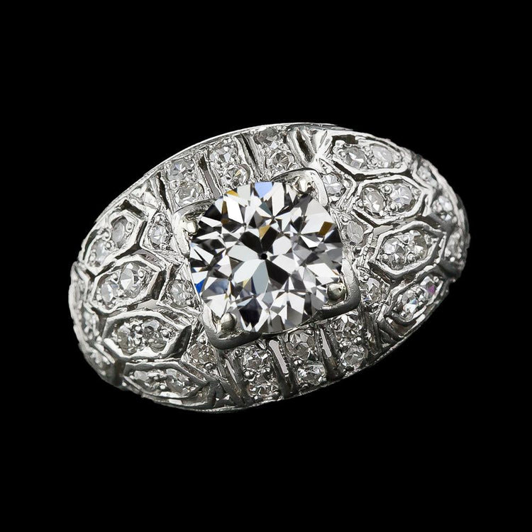 Bague Halo Ronde Vieux Mineur Réel Diamants 3.75 Carats Bijoux En Or