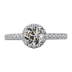 Bague Halo Ronde Vieux Réel Diamant Européen Avec Accents Or 5 Carats