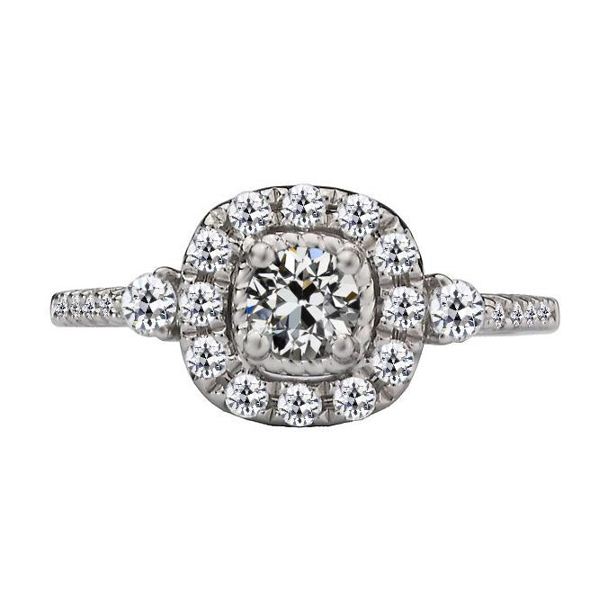 Bague Halo Ronde Vieux mineur Réel Diamant Bijoux Femme Or 4.50 Carats