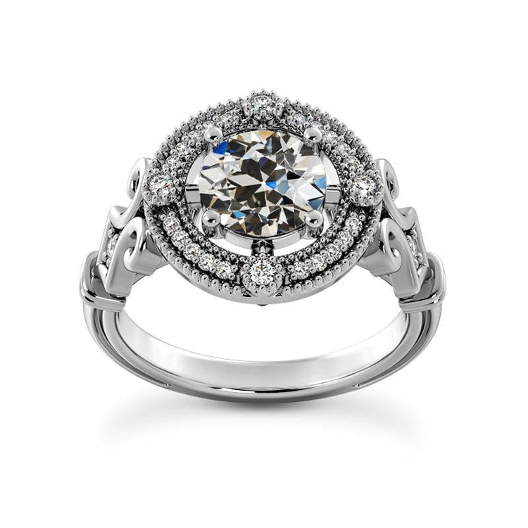 Bague Halo Ronde Vieux mineur Réel Diamant Style Vintage Sertie De Griffes 4.50 Carats