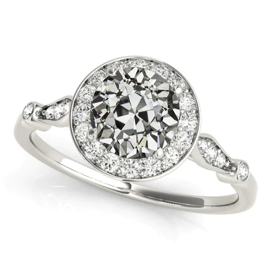 Bague Halo Ronde ancienne mine Cut Réel Diamant Bijoux Femme 4 Carats